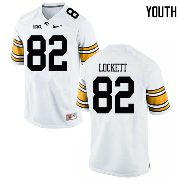 Youth #82 Calvin Lockett Iowa Hawkeyes College Football Jerseys Sale-White - Click Image to Close